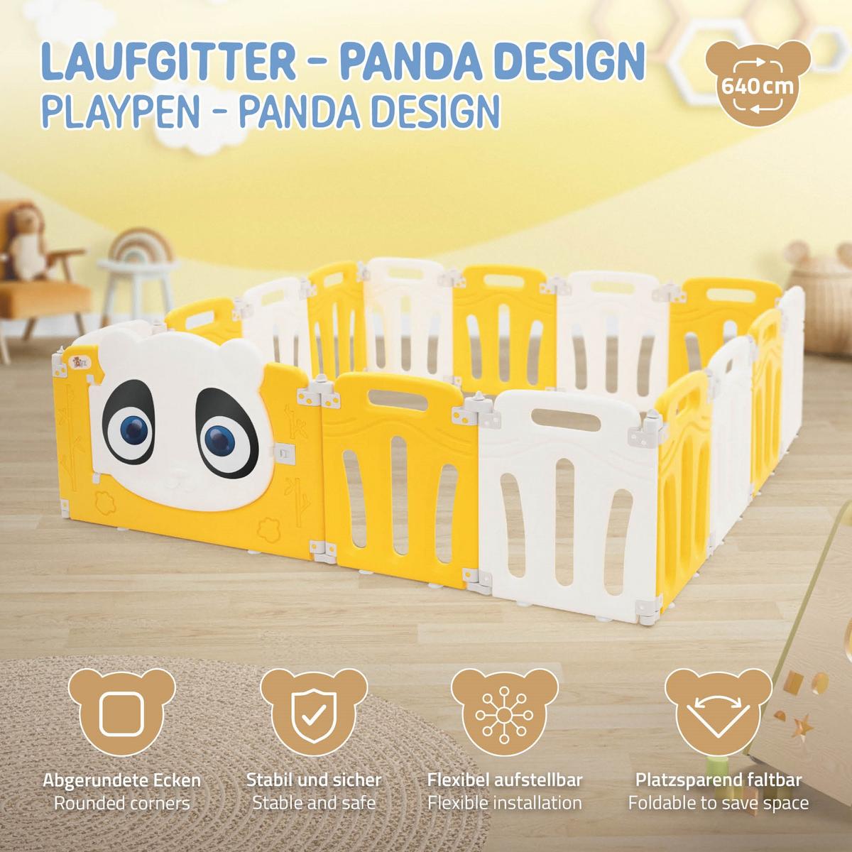 LAUFGITTER Baby faltbar 160 x 160 cm - Gelb, Kunststoff (160/53/160cm) - Joyz