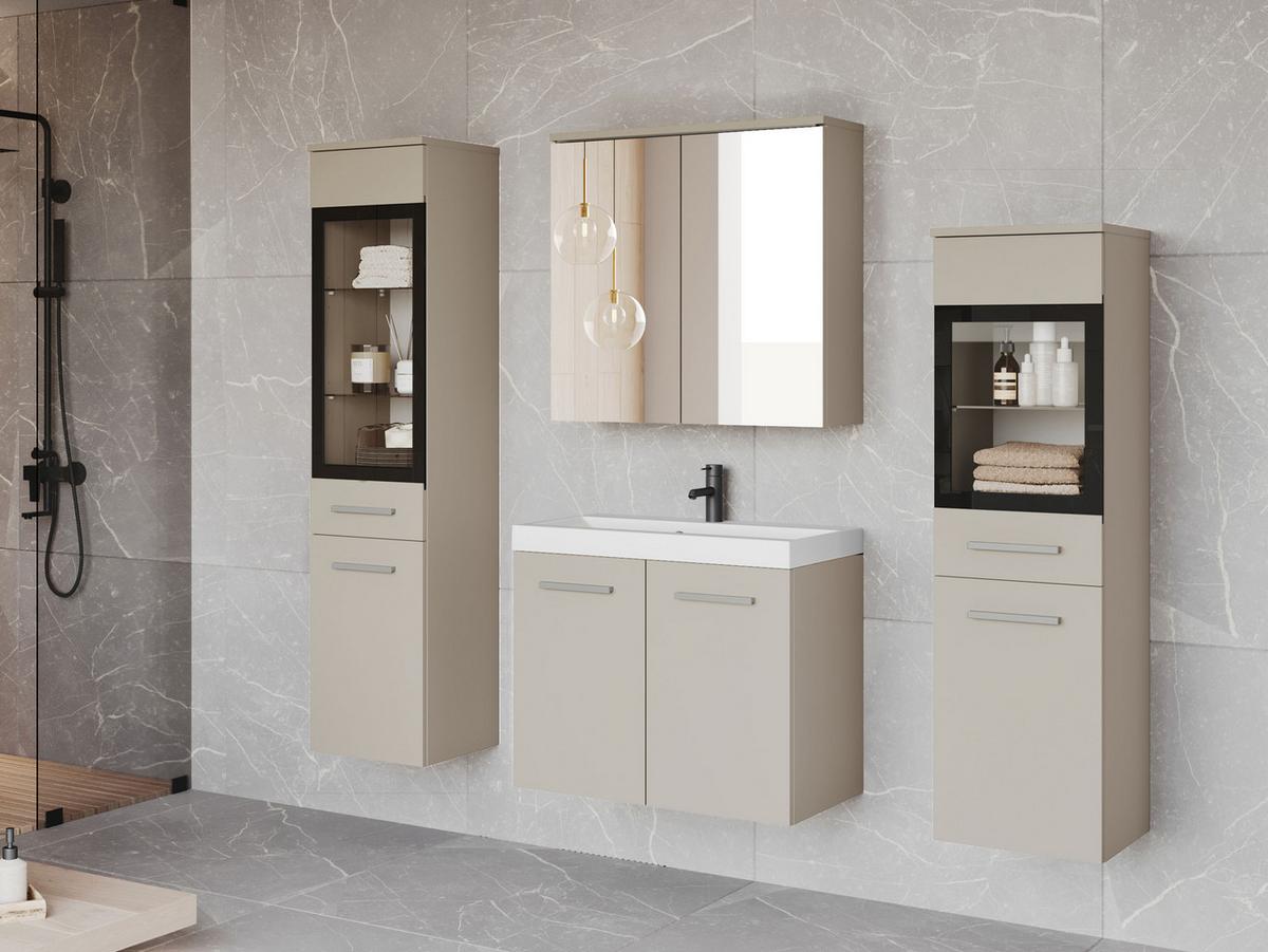 BADMÖBEL-SET Madrit II - Kaschmir/Silberfarben, Holzwerkstoff/Kunststoff (132/132/30cm) - MIRJAN24