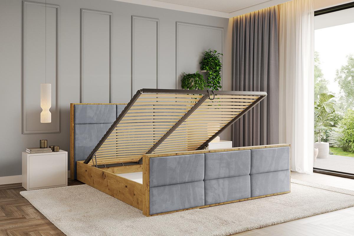 POLSTERBETT mit Bettkasten, Fußteil und Lattenrost, Boxbett ohne Matratze - ENZO1-Z 180x200 Grau - Grau, Holzwerkstoff/Textil (180/200cm) - ALTDECOR