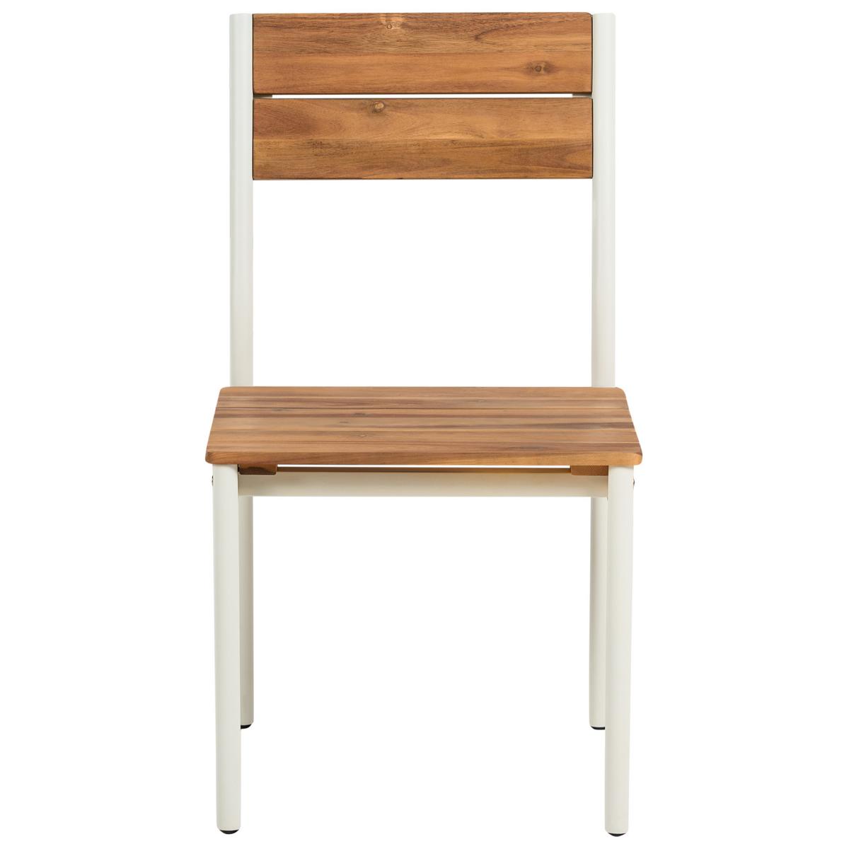 GARTENSTUHL 2er Set Akazienholz Braun Giovinazzo - Creme, Holz (47/90/53cm) - Beliani
