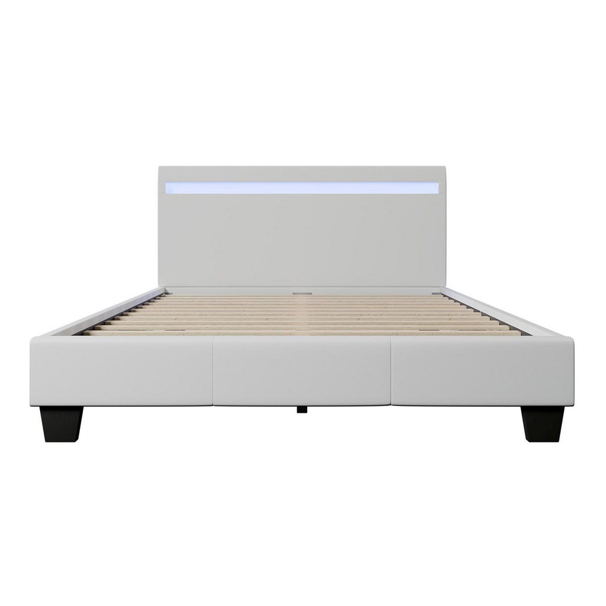 POLSTERBETT Paris mit LED weiß 120x200cm - Weiß, Holzwerkstoff (120/200cm) - Juskys