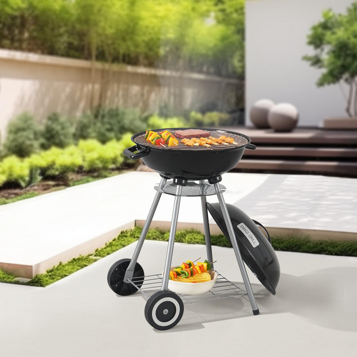 RUNDGRILL Apricena - Schwarz, Metall (48/80cm) - casa.pro