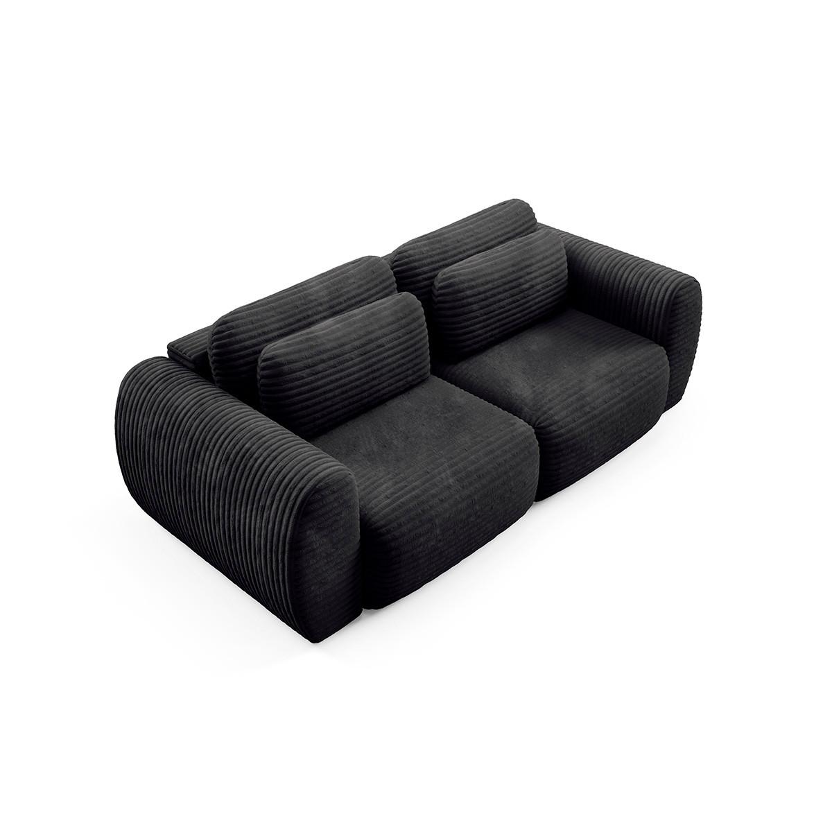 SOFA Camilla 3 Sitzplätze Schwarz - Schwarz, Holz (266/95/121cm) - Petits-meubles
