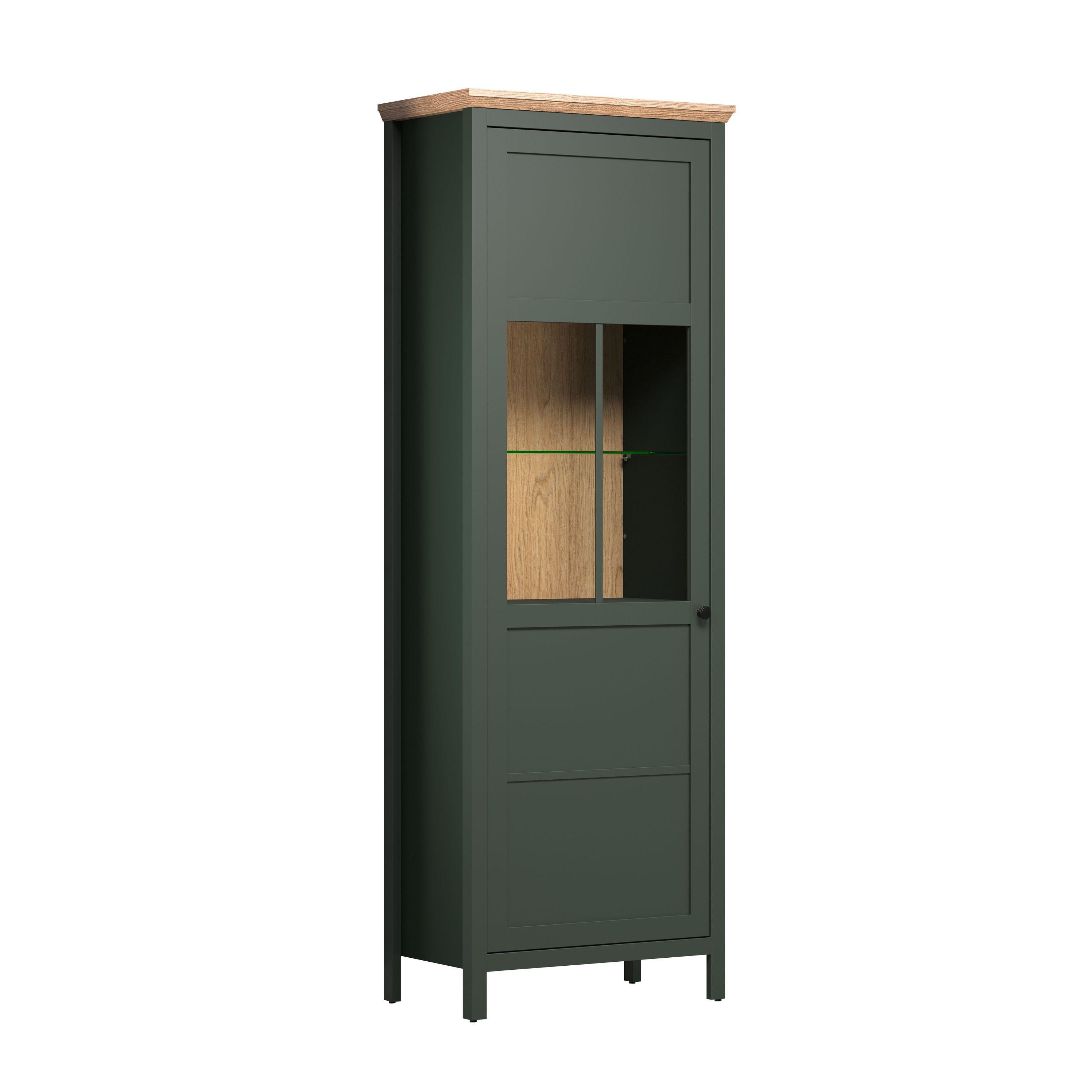VITRINE Stanton Grün - Grün, Holzwerkstoff (69/69/198cm) - Trendteam