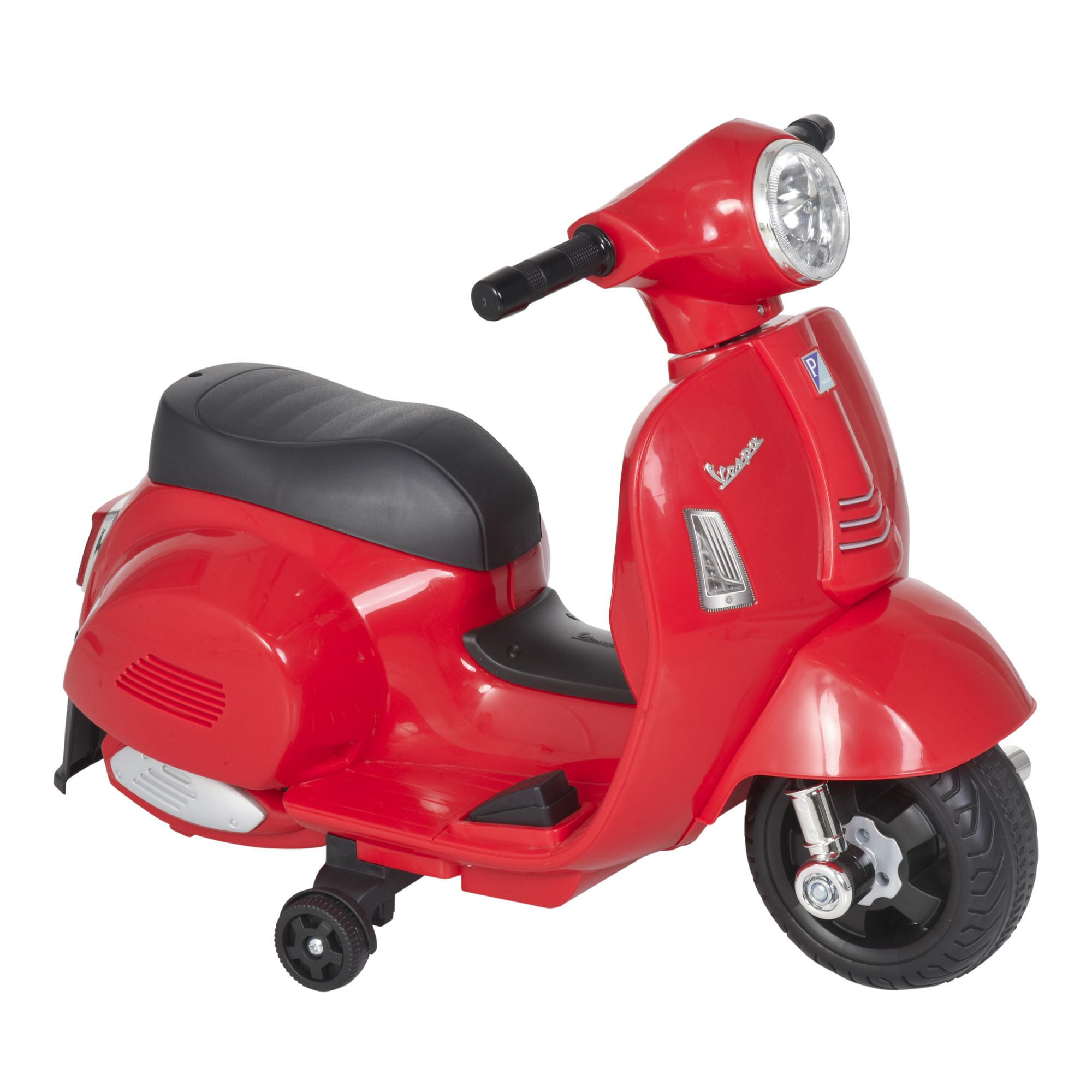 VESPA Elektromotorrad Kindermotorrad Elektrofahrzeuge 1,5 bis 3 Jahren Rot - Rot, Metall (66.5/38/52cm) - HOMCOM