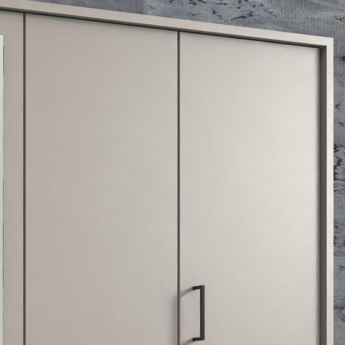 DREHTÜRENSCHRANK B228/H210/T58 cm in Beige Grau, Kleiderschrank m.Passepartout&1Spiegeltür&Schubkästen,Griffe schwarz/ 22574 - Greige/Beige, Holzwerkstoff/Kunststoff (228/210/58cm) - luma-home
