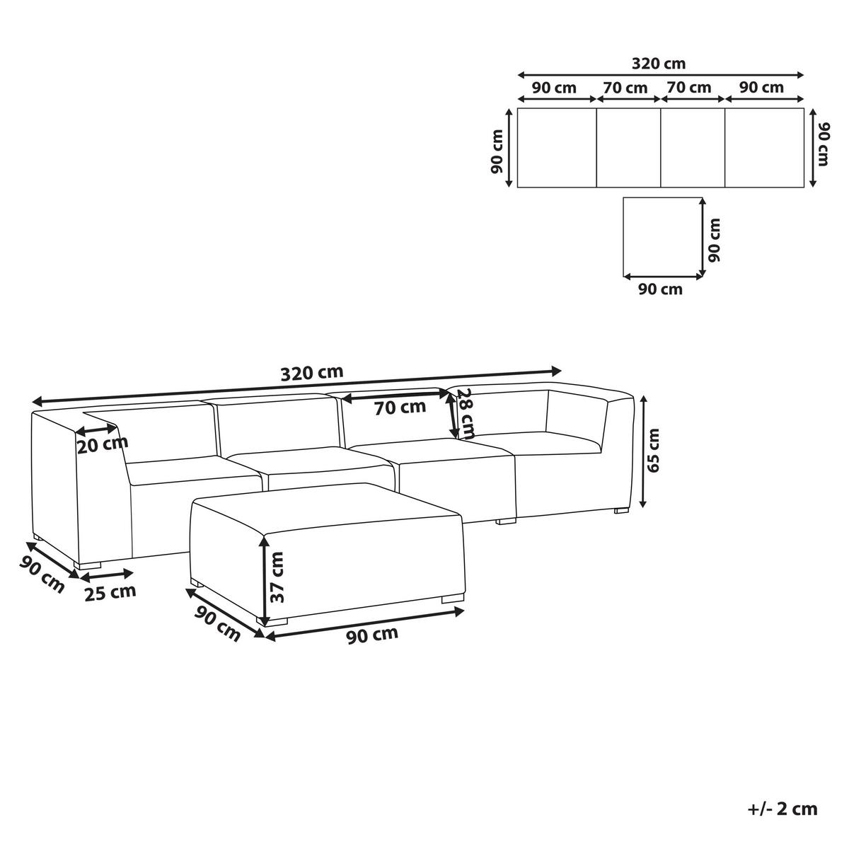 LOUNGE SET 4-Sitzer grau modular Arezzo - Grau, Textil - Beliani