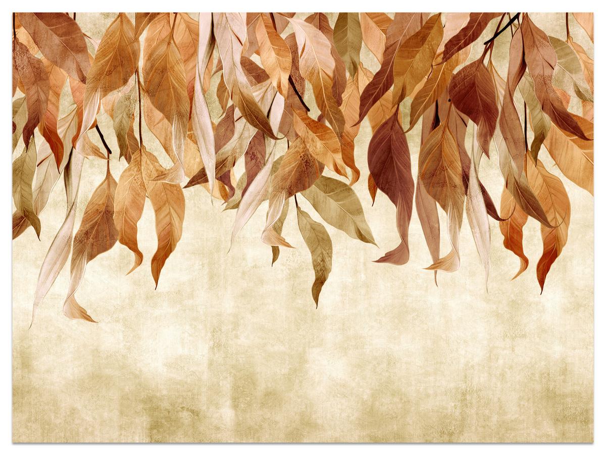 FOTOTAPETE Blätter Pflanzen Natur für Wohnzimmer 250x175 - Beige/Rot, Papier (250/175cm) - Muralo
