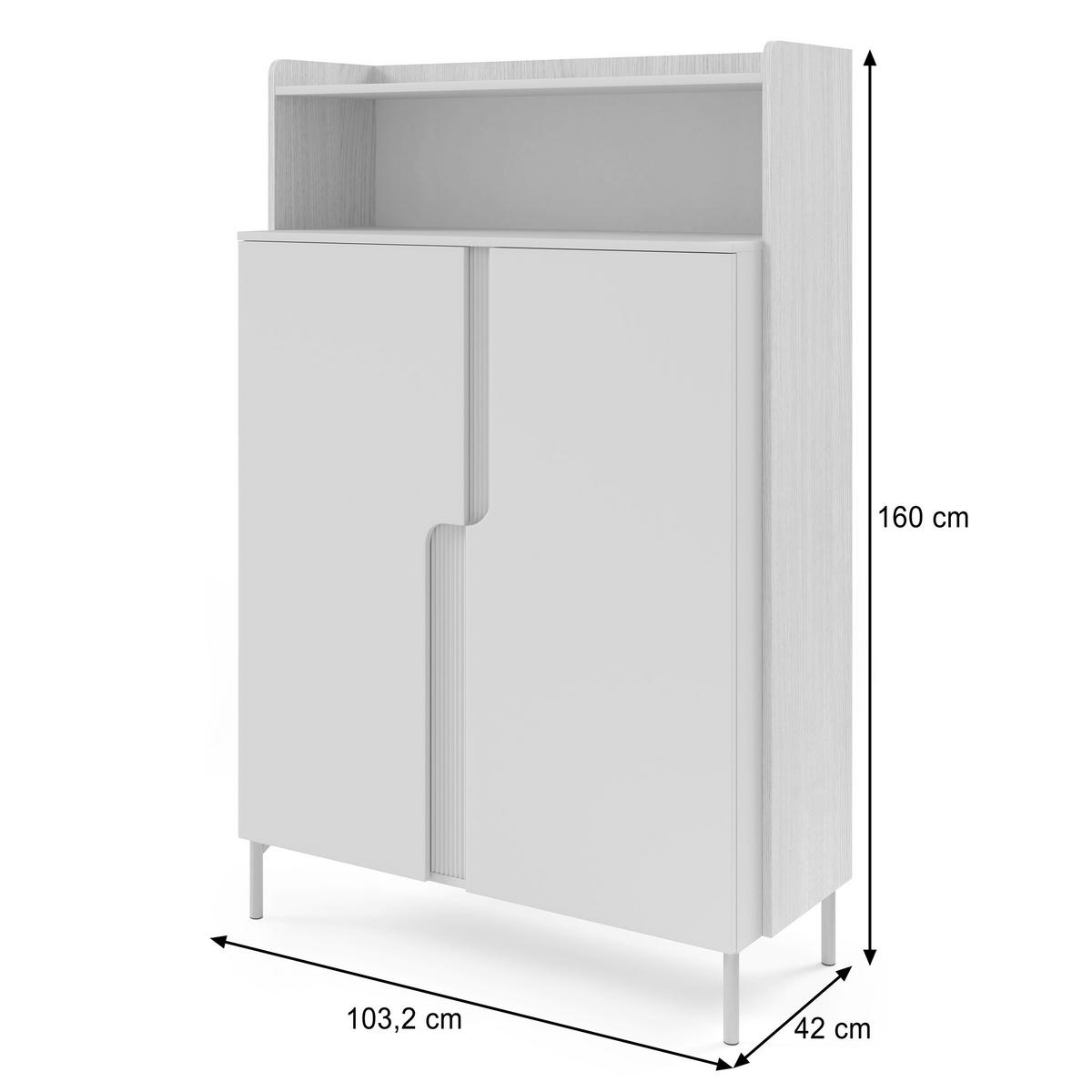 KOMMODE Positivo mit 2 Türen und offenem Regal, 103 cm, Mavelie-Eiche + Macadamia - Eichefarben, Holzwerkstoff (103/160/42cm) - Beautysofa