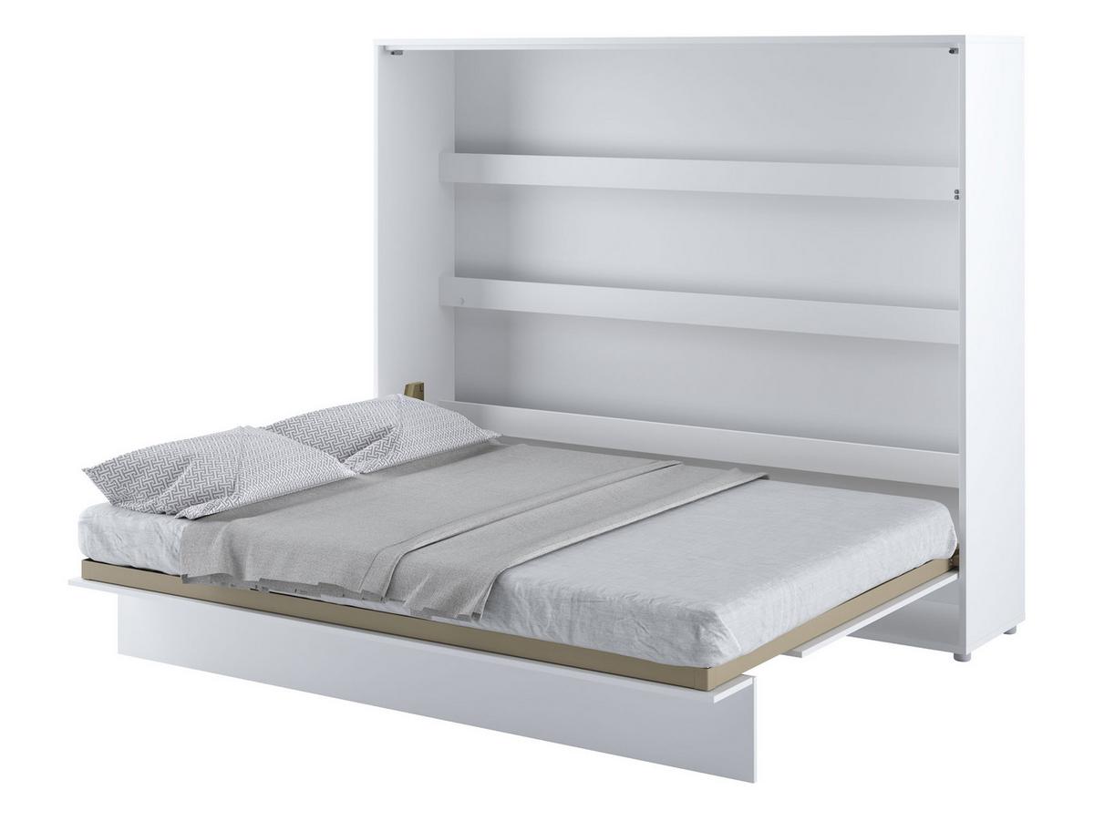 SCHRANKBETT Bed-Concept BC-14 160x200 mit weißer LED Beleuchtung - Weiß Hochglanz/Grau, Holz/Holzwerkstoff (160/200cm) - MIRJAN24