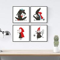 POSTER Set mit 4 Rotkäppchen 20x20cm Rahmenlos - Klar, Papier (20/3cm) - Nacnic