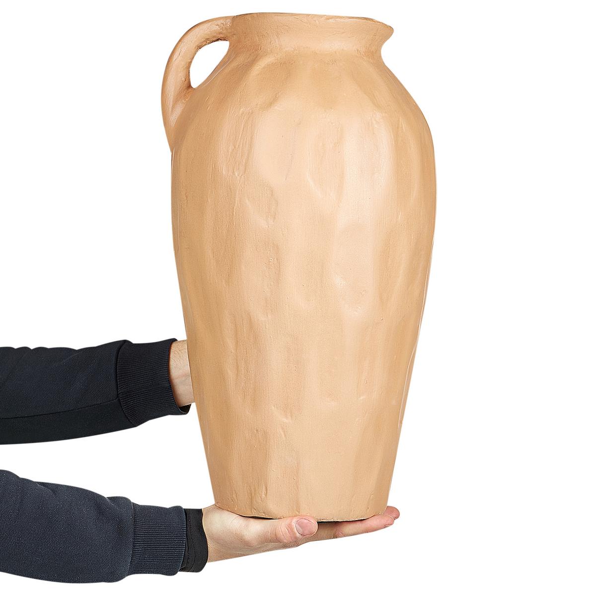 DEKOVASE Terrakotta beige Taiping - Beige, Stein (46cm) - Beliani