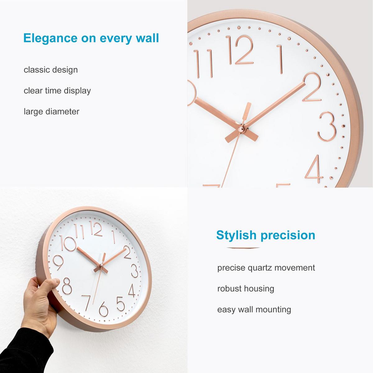 WANDUHR 30.5 cm - Goldfarben, Kunststoff (30.5/30.5/4.5cm) - Intirilife