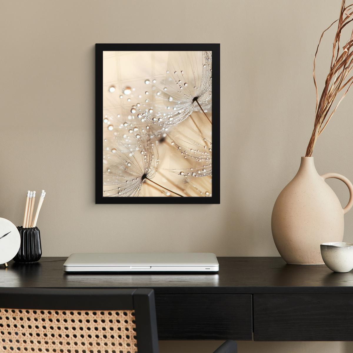POSTER MIT RAHMENGERAHMTES BILD Löwenzahn - Abstrakt - Natur - Beige Bilderrahmen 30x40 cm - Braun, Papier (30/40cm) - MuchoWow