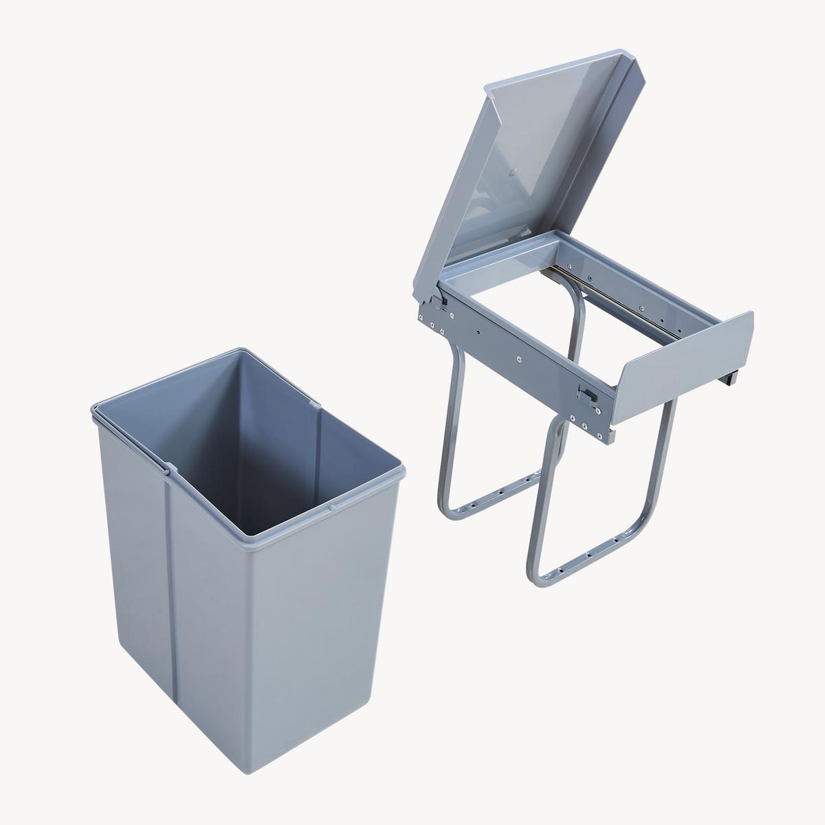 EINBAU-MÜLLEIMER Froland - Grau, Kunststoff/Metall (34/42/26cm) - [en.casa]
