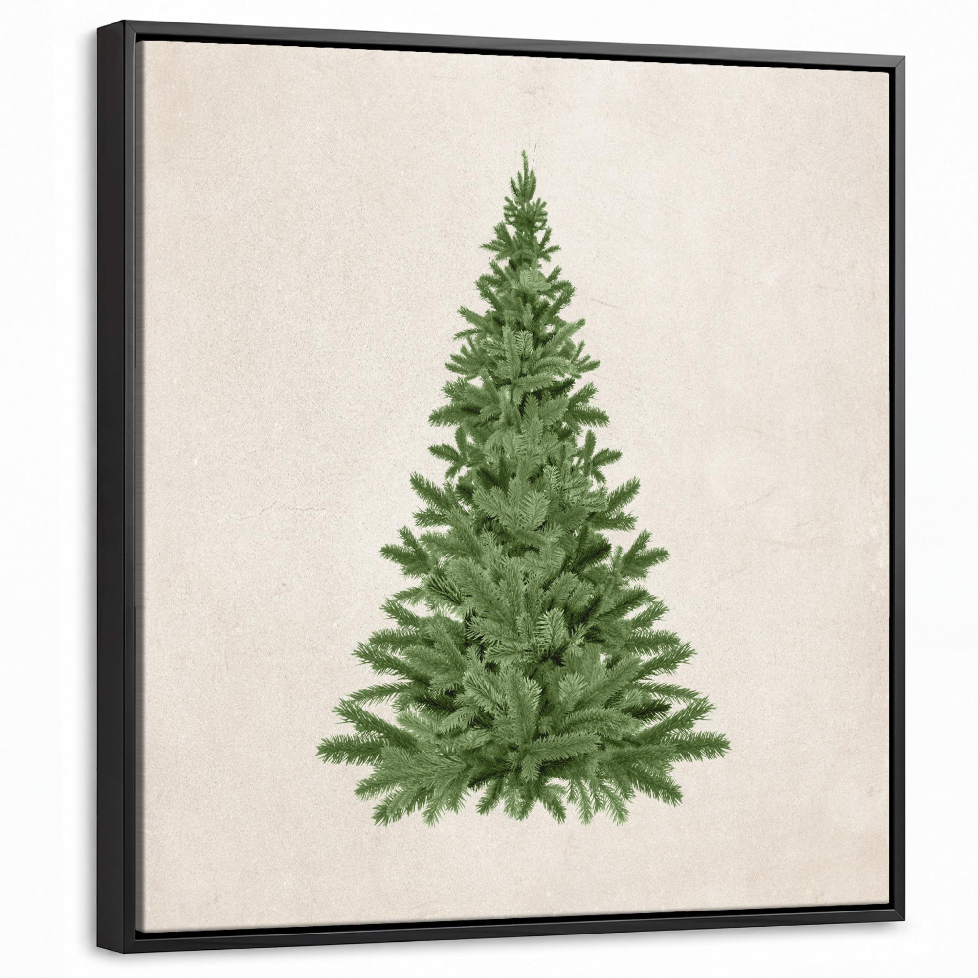 LEINWAND Bilder mit Rahmen - Weihnachtsbaum - Grün - Weihnachten - Feiertage - 50x50 - Olivgrün, Textil (50/50cm) - MuchoWow