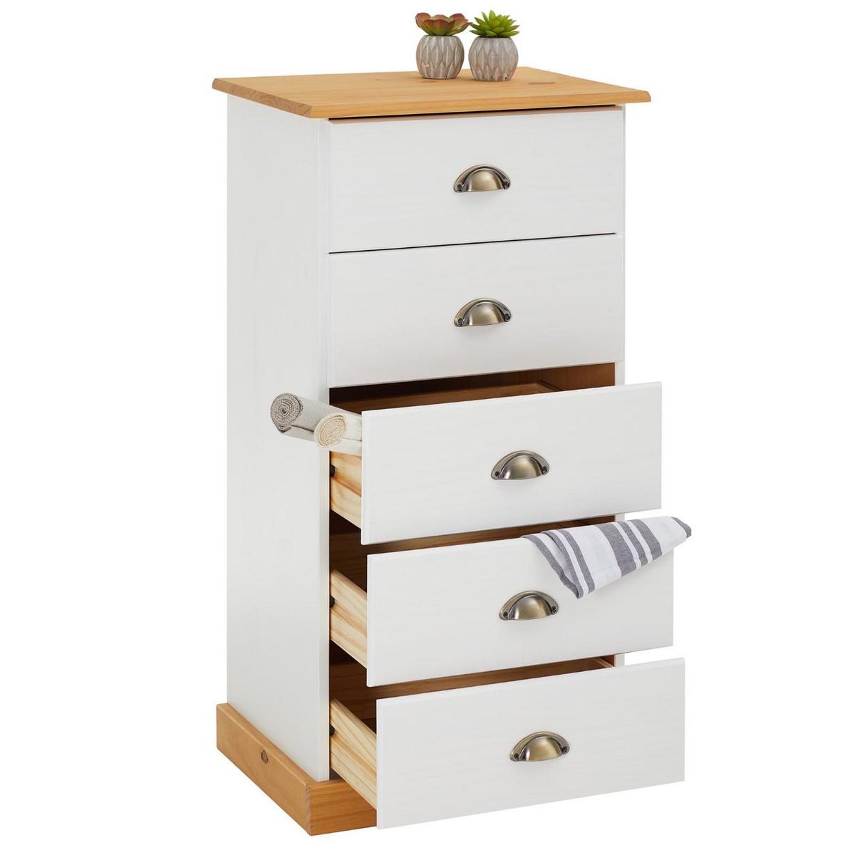 KOMMODE PARIS weiß/braun - Weiß/Braun, Holz (48/95/39cm) - IDIMEX