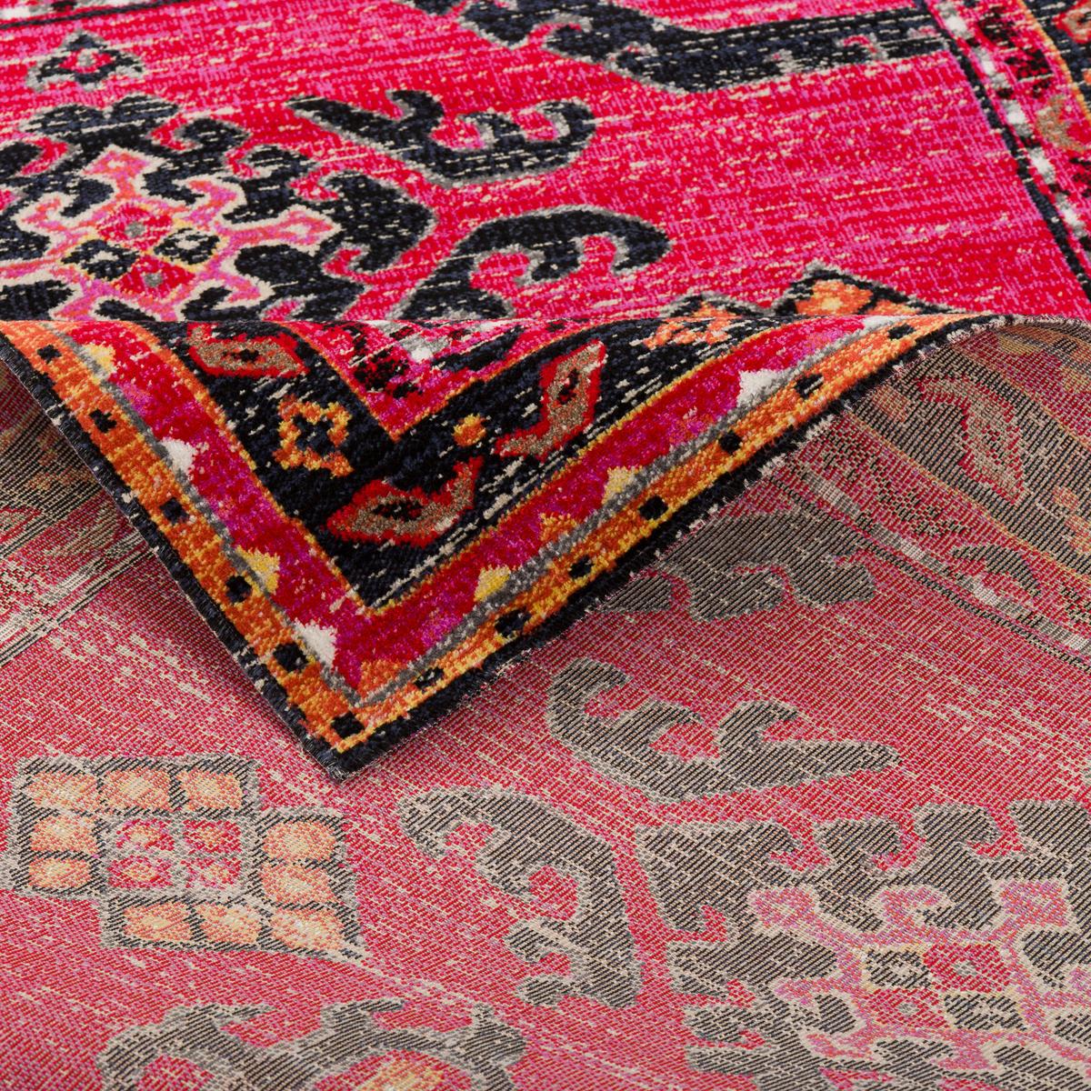 KURZFLOR DESIGNER TEPPICH MODERN VINTAGE ORIENT MUSTER - Rot, Textil (140/200cm) - Pergamon