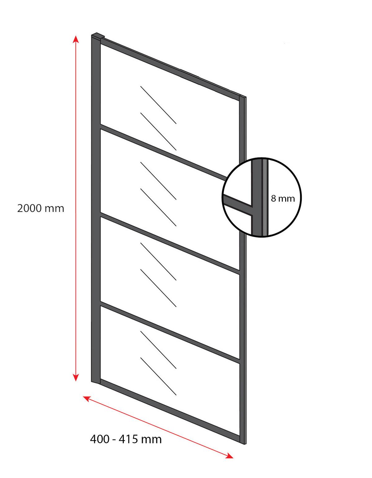 DUSCHWAND Essos - 40 x 200 cm - Schwarz - Walk-In Duschabtrennung aus Rauchglas - Anthrazit/Schwarz, Glas (40/200cm) - Badplaats