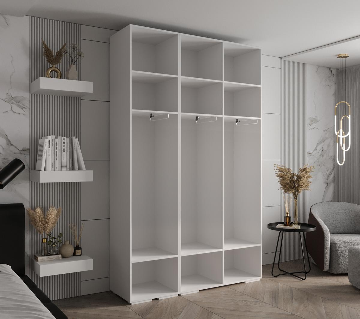 DREHTÜRENSCHRANK 236.7/150/47 3-türig - Kaschmir/Goldfarben, Holz/Metall (150/236.7/47cm) - MÖBEL KRYSPOL