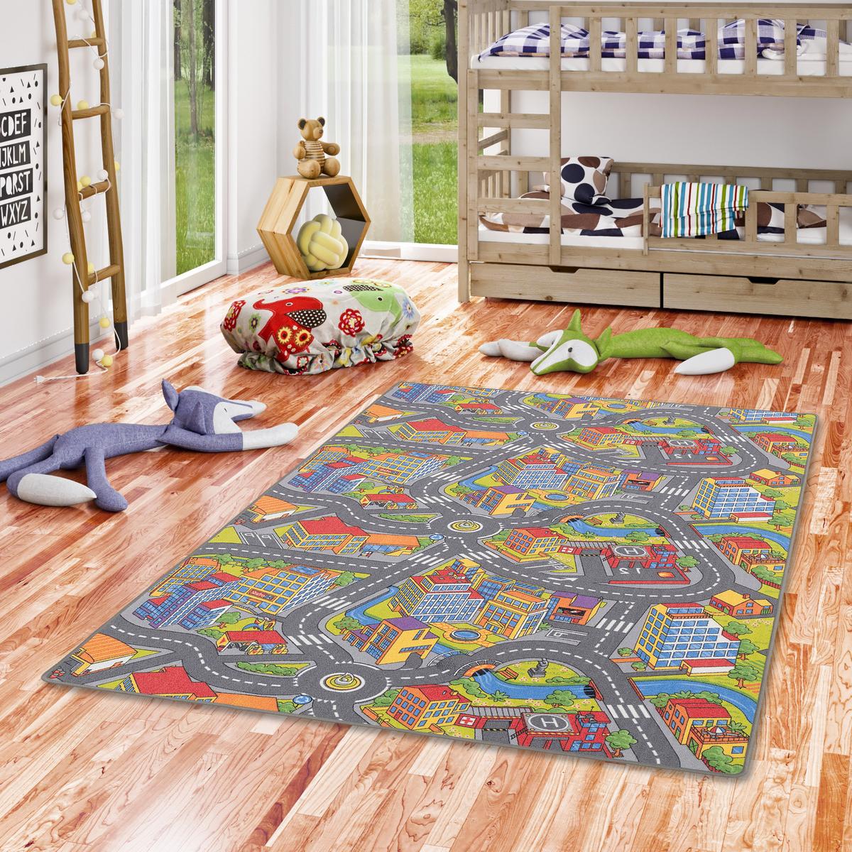 KINDER SPIEL STRASSENTEPPICH - Rotbraun, Textil (133/133cm) - Snapstyle