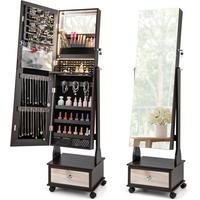 SCHMUCKSCHRANK mit 3 Spiegeln Braun - Braun, Glas (42/159/35cm) - COSTWAY