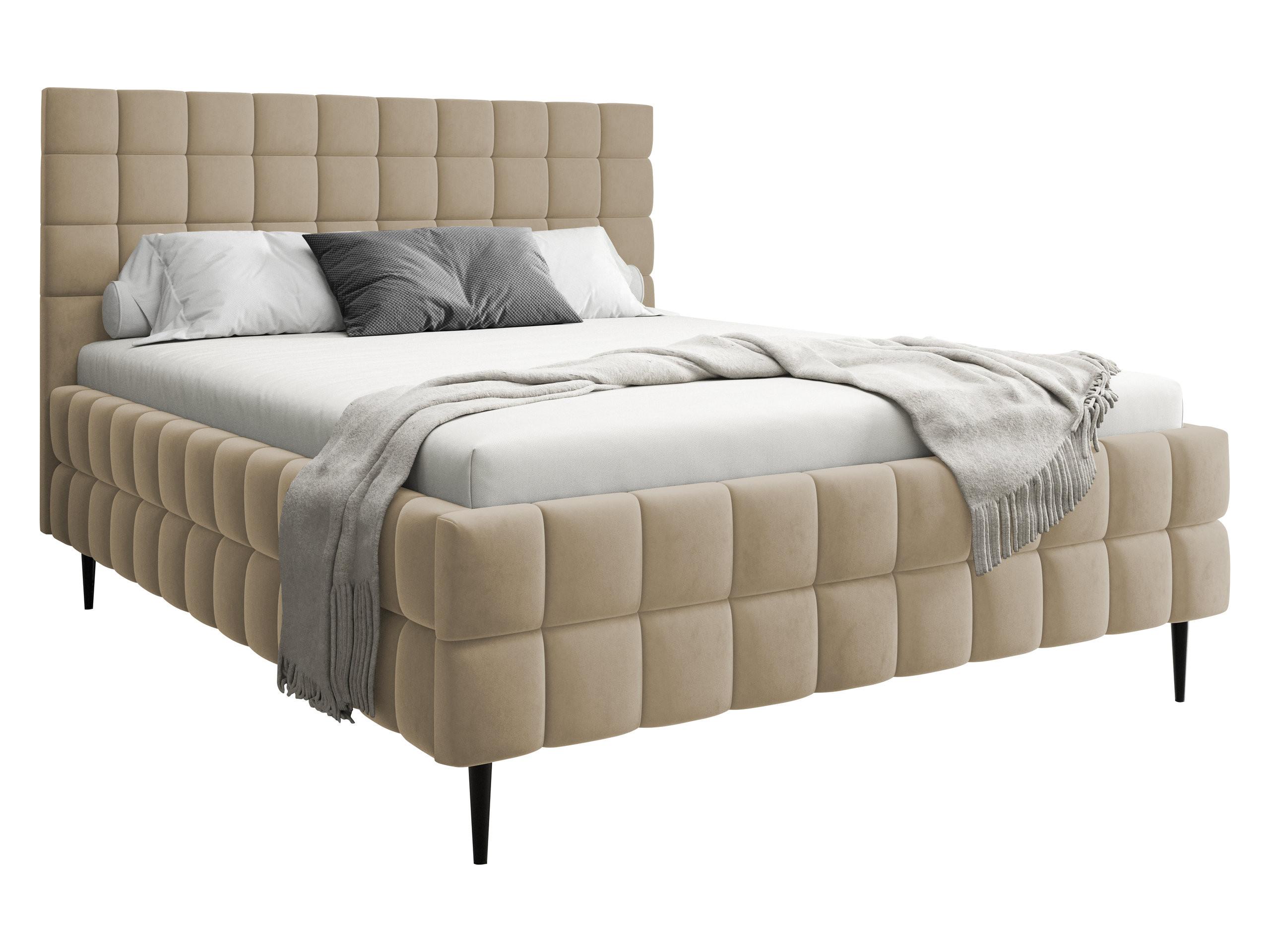 POLSTERBETT Ardea Leg - Hellbraun/Schwarz, Holz/Textil (140/200cm) - MIRJAN24
