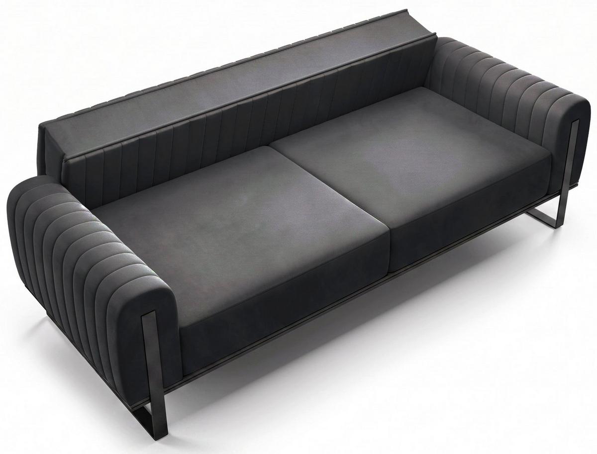 SOFA Parissa 228 cm - Dunkelgrau/Schwarz, Textil/Metall (228/79/92cm) - Selsey