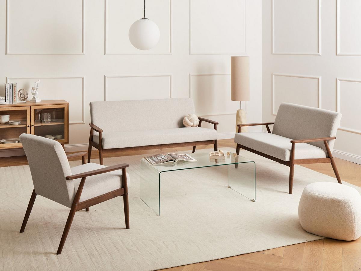 SOFA-SET 6-Sitzer Stoff Dunkelbraun/Beige Esrum - Beige/Braun, Textil (151/79/72cm) - Beliani