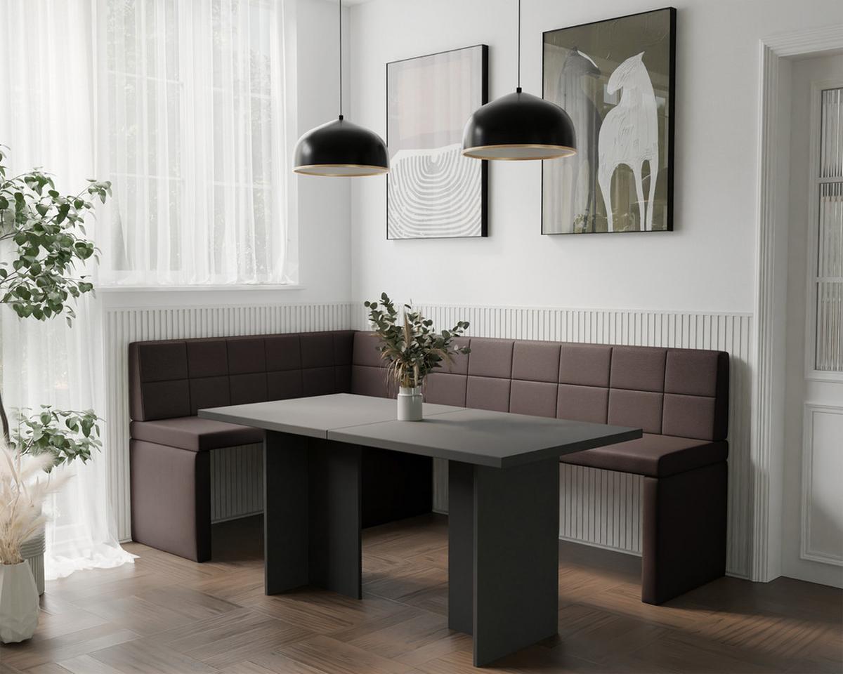 ECKBANK links MELVIN Kunstleder, 142/196 cm Braun - Braun, Holz/Kunststoff (142/196cm) - Idohome