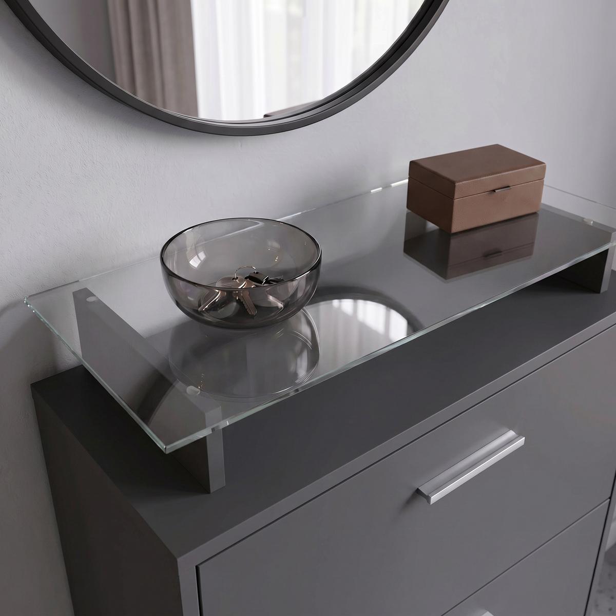 SCHUHSCHRANK Lavia Front in Weiß matt - Weiß, Holzwerkstoff (89/128/23cm) - Vladon