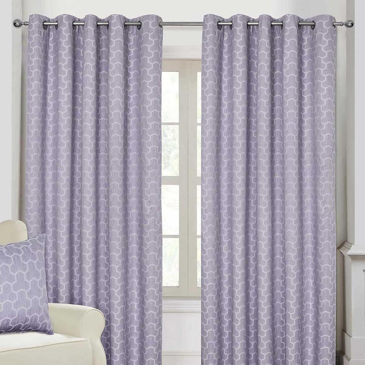 VERDUNKELUNGSVORHÄNGE geometrisch mit Thermo-Funktion, Ösen 167/182 cm - Flieder, Textil (167/182cm) - Homescapes