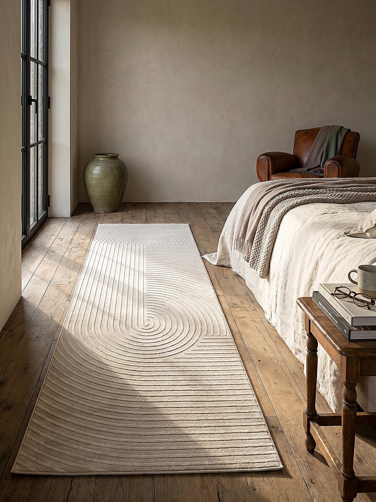TEPPICHLÄUFER Geometrisch ERESMA Polyester Beige 80 x 150 cm - Beige, Textil (80/150cm) - KADIMA DESIGN