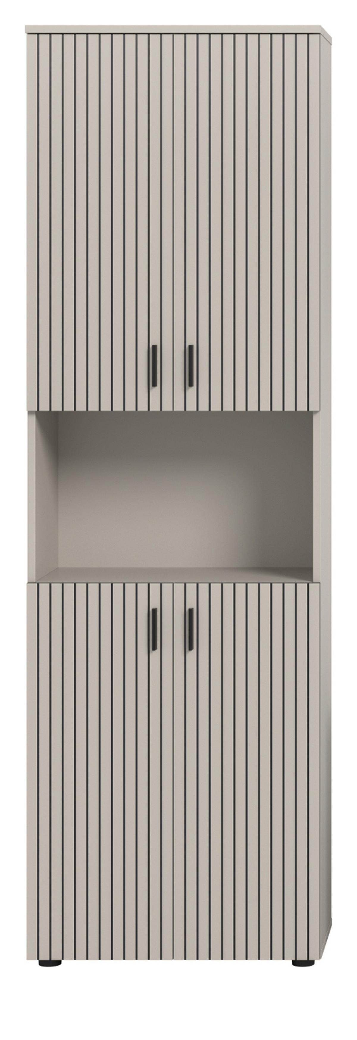 HOCHSCHRANK kaschmir 60 x 192 cm, Badschrank 4-türig - Kaschmir/Schwarz, Holzwerkstoff/Kunststoff (60/192/30cm) - Inn.Furn