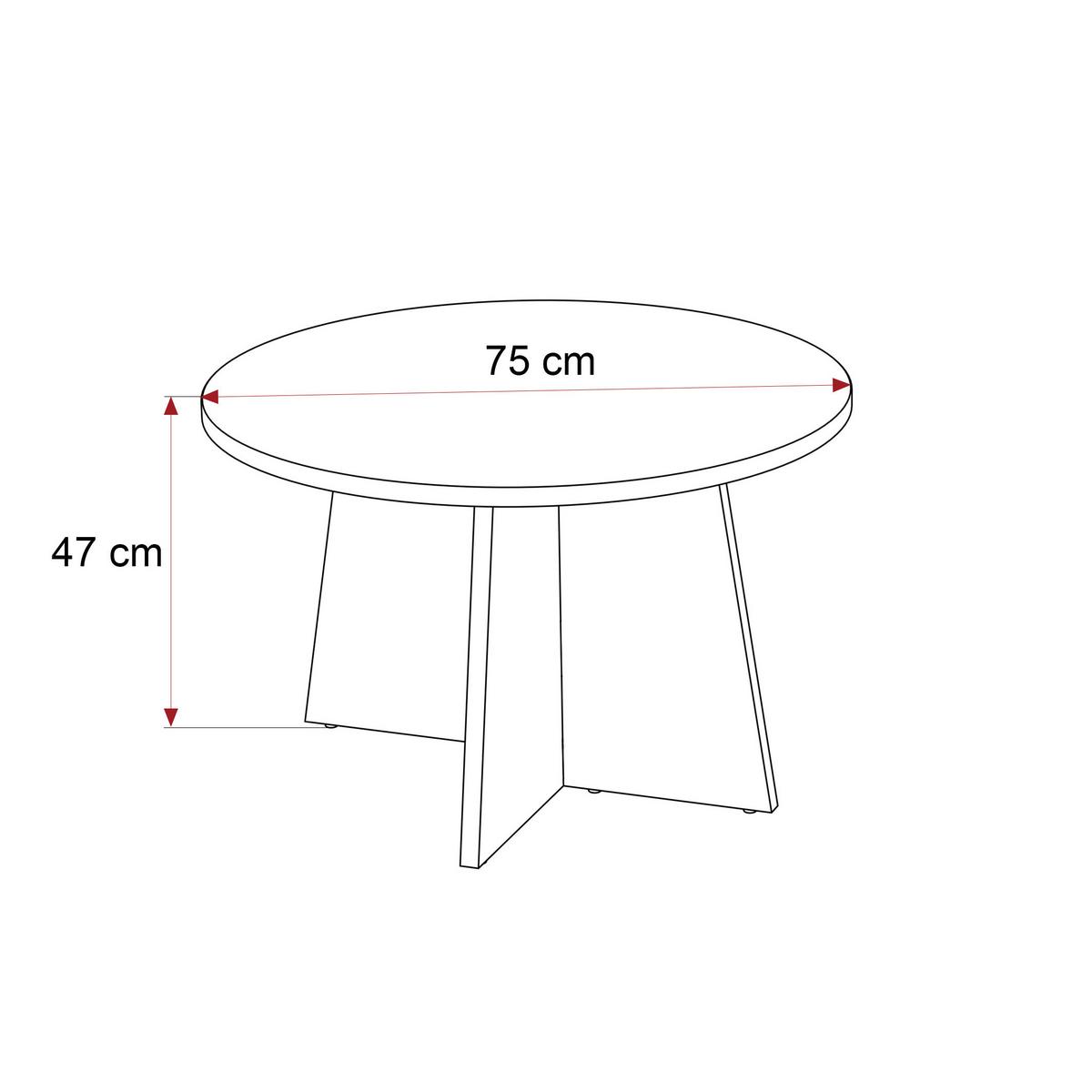 COUCHTISCH BELLAGIO 75/47 cm runden, Kaschmir/Nussbaum - Kaschmir, Holzwerkstoff (75/75/47cm) - Idohome