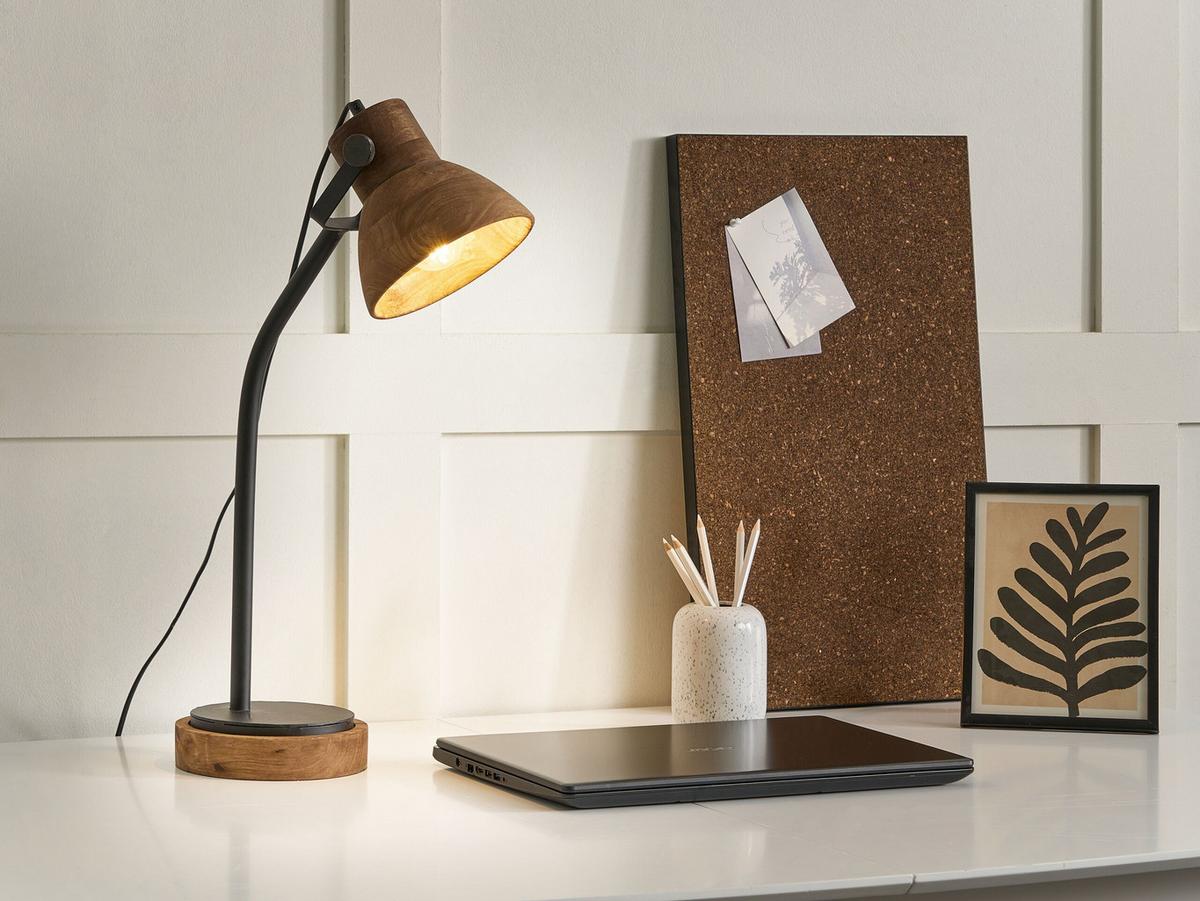 SCHREIBTISCHLAMPE Kolar 18/18/62 cm - Dunkelbraun, Holz (18/18/62cm) - Beliani
