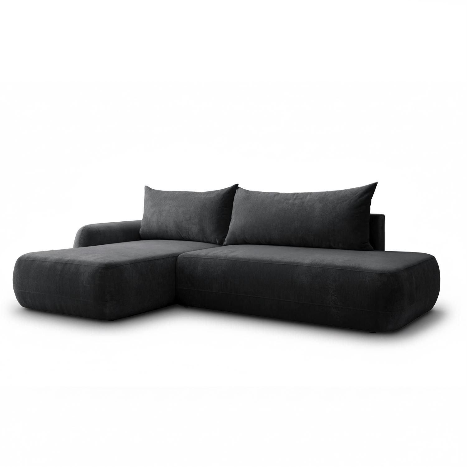ECKSOFA GOYA mit Schlaffunktion und Bettkasten, Linke, Perfect Harmony 90 - Graphitfarben, Textil (184/302cm) - Lookway