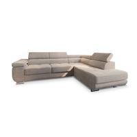 ECKSOFA APIRO R-S Beige Kordstoff mit Schlaffunktion - Beige/Silberfarben, Holz/Textil (276/202cm) - MASSENO