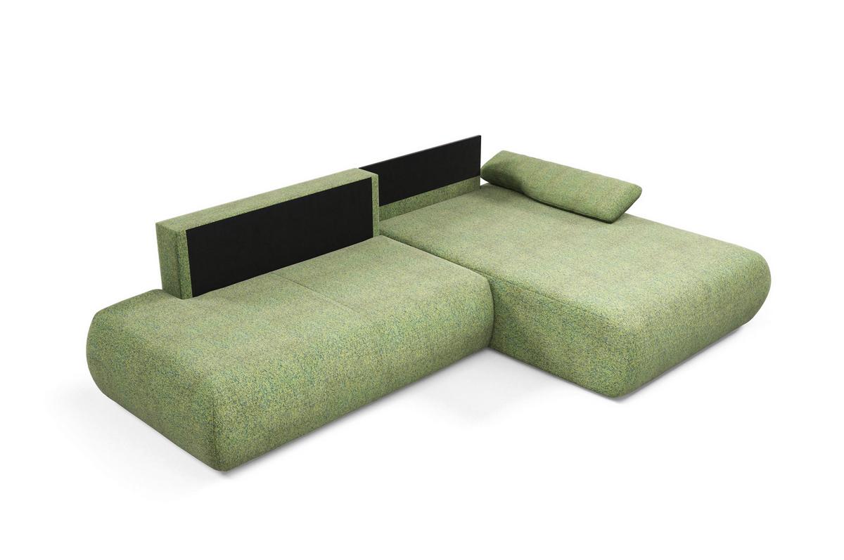 ECKSOFA DELTA R-S Grün Geflochtener Stoff mit Schlaffunktion - Grün, Holz (286/173.5cm) - MASSENO