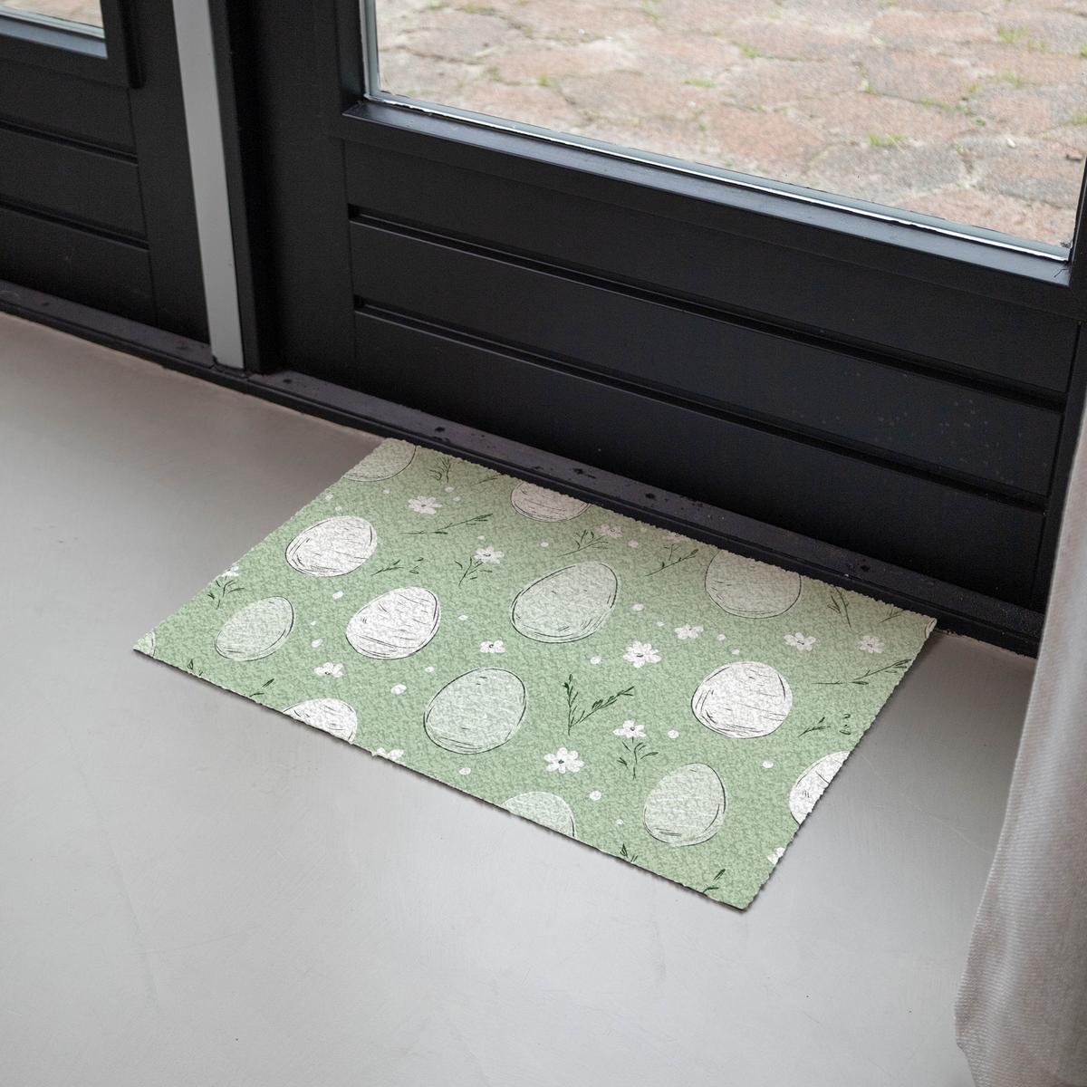 FUSSMATTE Grün - Eier - Muster Schmutzmatte 60x40 cm - Waldgrün, Kunststoff (40/60cm) - MuchoWow