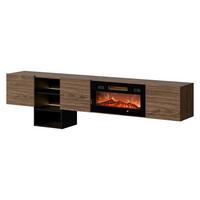 TV-LOWBOARD Teo mit Kamin - Nussbaumfarben/Schwarz, Holzwerkstoff (200/53/32cm) - MIRJAN24