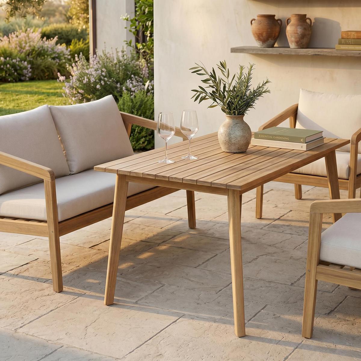 GARTENLOUNGE YAPA 4er Set beige, natur - Beige, Textil - IDIMEX