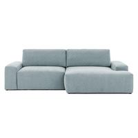 ECKSOFA Lennon aus Hellblau Strukturstoff mit Schlaffunktion und Bettkasten - Schwarz/Hellblau, Holz/Kunststoff (264/137cm) - S-Style