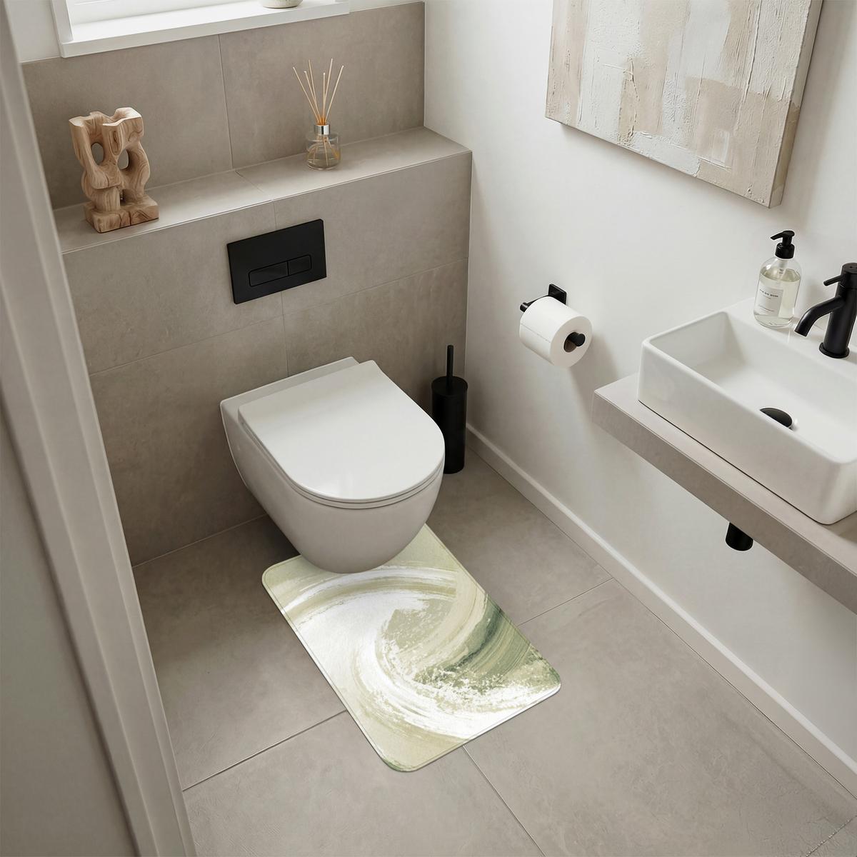 WC-VORLEGER Abstrakt - Pinselstriche - Wellen - Grün WC Teppich 40x60 cm - Mintgrün, Textil (40/1cm) - OnlyWow