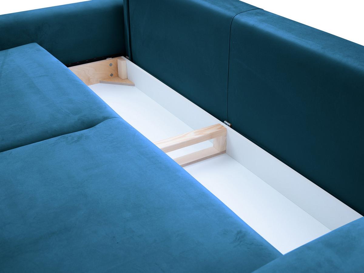 BETTSOFA FILO Blau Velours-Stoff mit Schlaffunktion - Petrol, Holz (244/92/102cm) - MASSENO