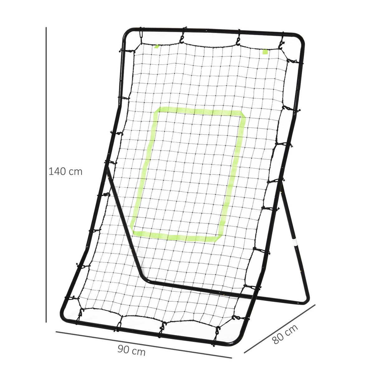 REBOUNDER Kickback Tor Rückprallwand Trainingsnetz Stahl 75x126cm - Schwarz, Metall (80/90cm) - HOMCOM
