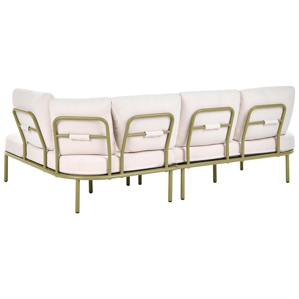 GARTENSOFA mit Tisch 4-Sitzer Metall Grün Pollina - Beige/Grün, Metall (238/77/162cm) - Beliani