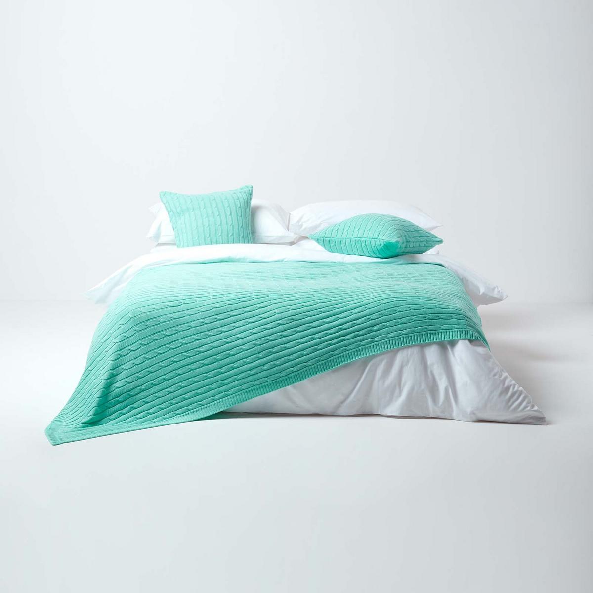 KISSENHÜLLE Zopfmuster 45/45 cm - Mintgrün, Textil (45/45cm) - Homescapes