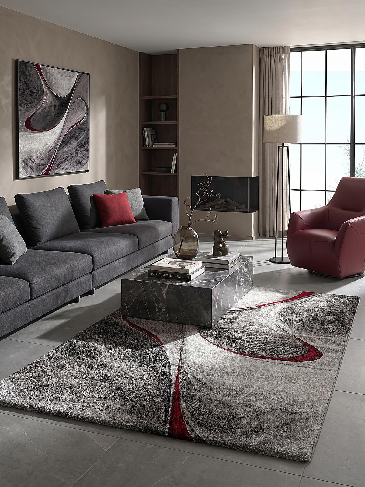 TEPPICHLÄUFER Abstrakt BIENO Polypropylen Rot 80 x 150 cm - Rot, Textil (80/150cm) - KADIMA DESIGN