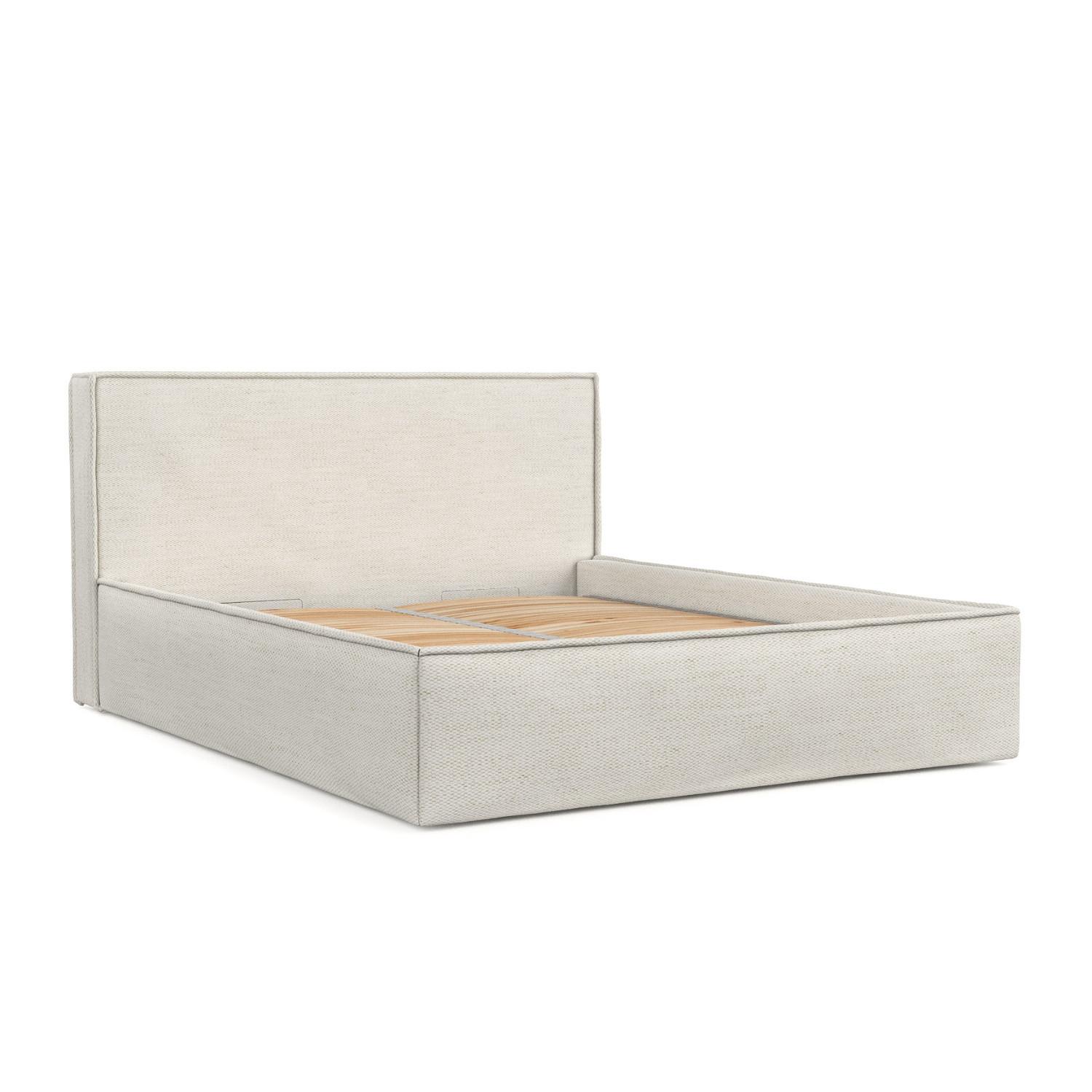 POLSTERBETT Sato mit Stauraum 140/200 cm Creme im Modesto Stoff - Creme/Schwarz, Holz/Holzwerkstoff (140/200cm) - AltaBeds